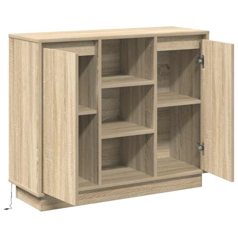 Komoda LED Dąb Sonoma 90 x 32 x 75 cm Materiał drewnopochodny