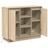 Komoda LED Dąb Sonoma 90 x 32 x 75 cm Materiał drewnopochodny