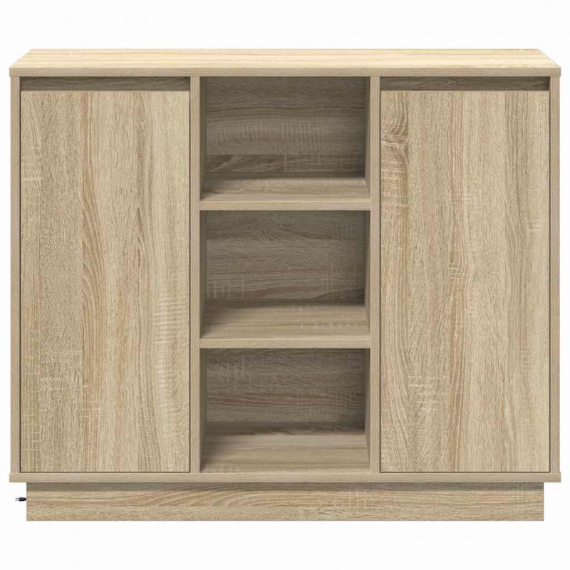 Komoda LED Dąb Sonoma 90 x 32 x 75 cm Materiał drewnopochodny