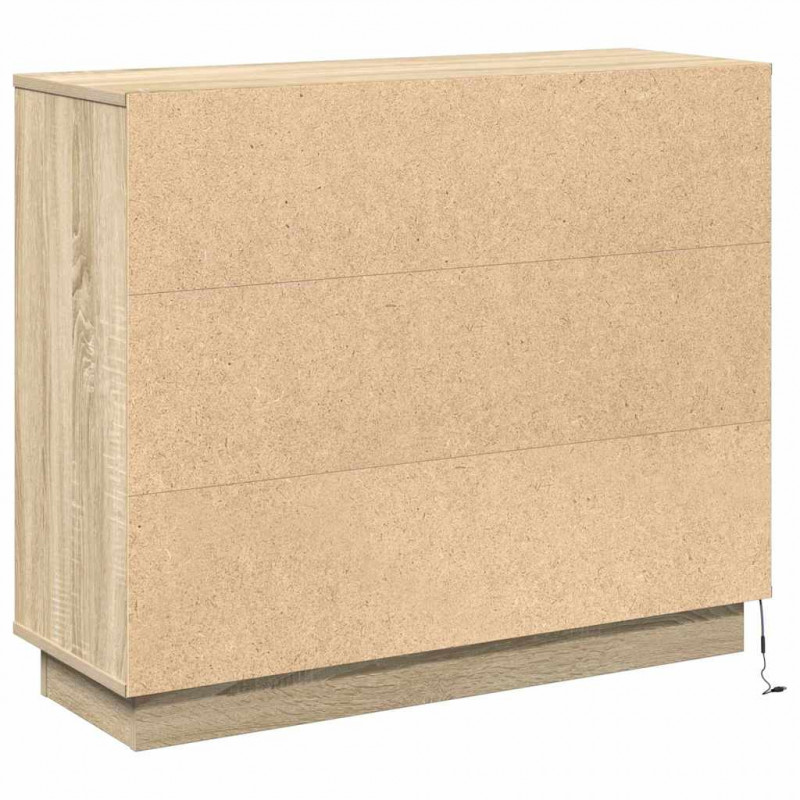 Komoda LED Dąb Sonoma 90 x 32 x 75 cm Materiał drewnopochodny