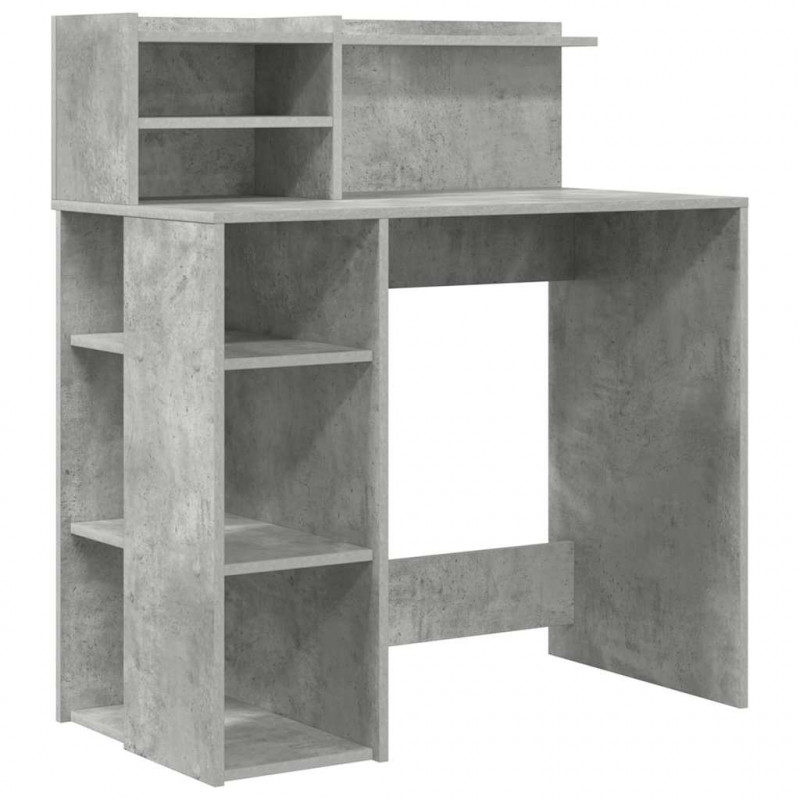 Biurko z półką Betonowy szary 90 x 48 x 101,5 cm