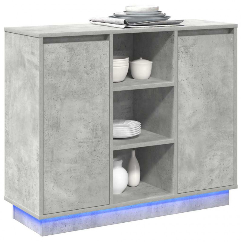 Komoda LED Ze LED Lights Betonowy szary 90 x 32 x 75 cm