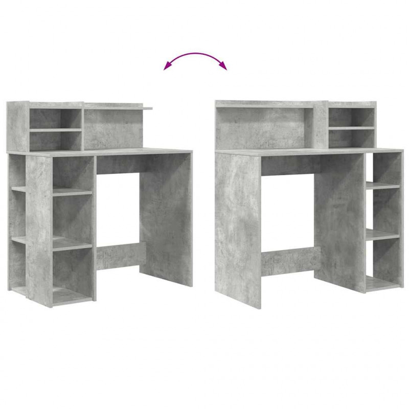 Biurko z półką Betonowy szary 90 x 48 x 101,5 cm