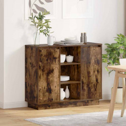 Komoda LED Dąb wędzony 90 x 32 x 75 cm Materiał drewnopochodny