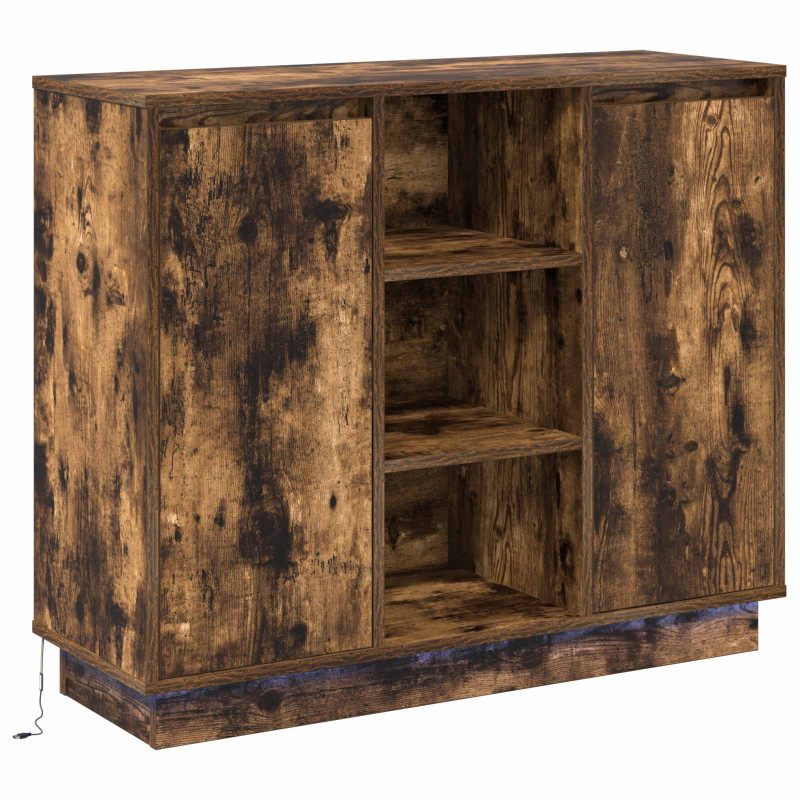 Komoda LED Dąb wędzony 90 x 32 x 75 cm Materiał drewnopochodny
