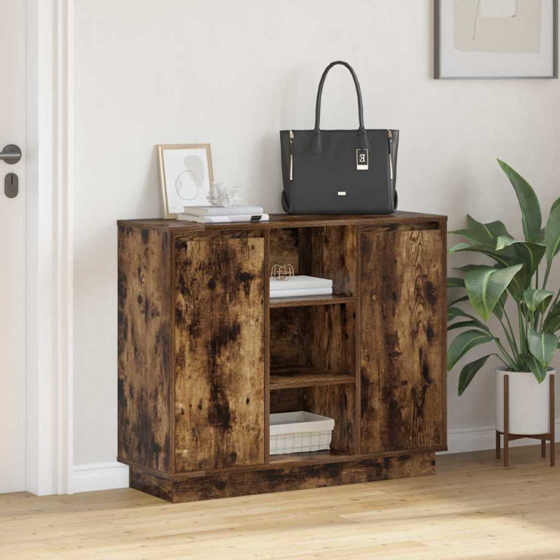 Komoda LED Dąb wędzony 90 x 32 x 75 cm Materiał drewnopochodny