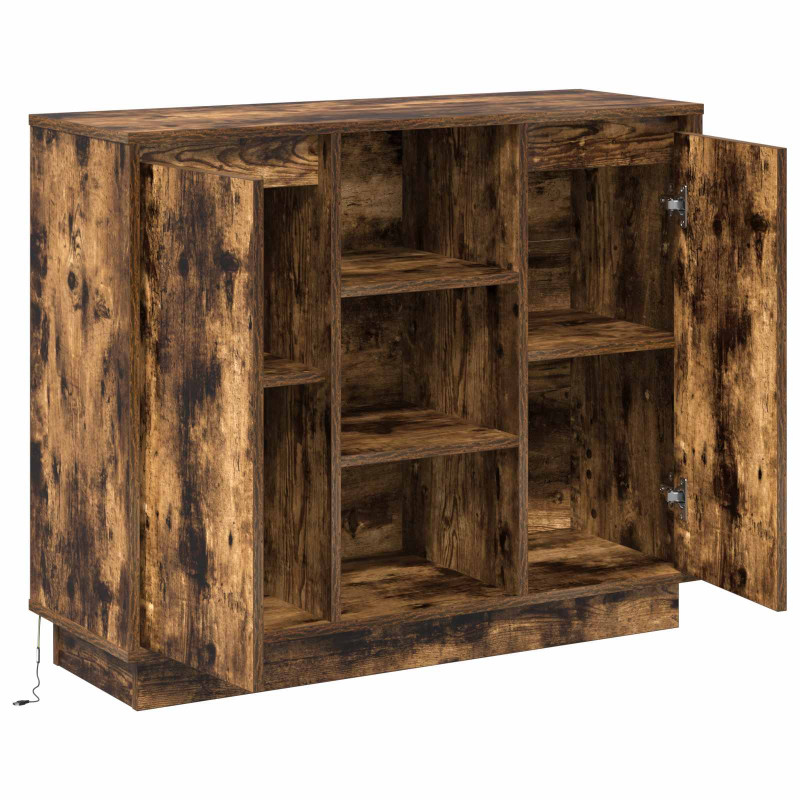 Komoda LED Dąb wędzony 90 x 32 x 75 cm Materiał drewnopochodny