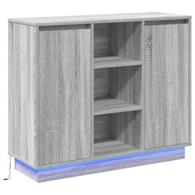 Komoda LED Szary Sonoma 90 x 32 x 75 cm Materiał drewnopochodny