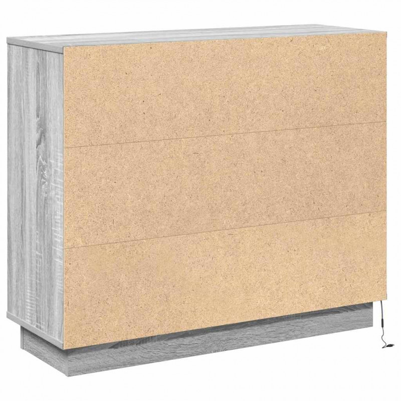 Komoda LED Szary Sonoma 90 x 32 x 75 cm Materiał drewnopochodny