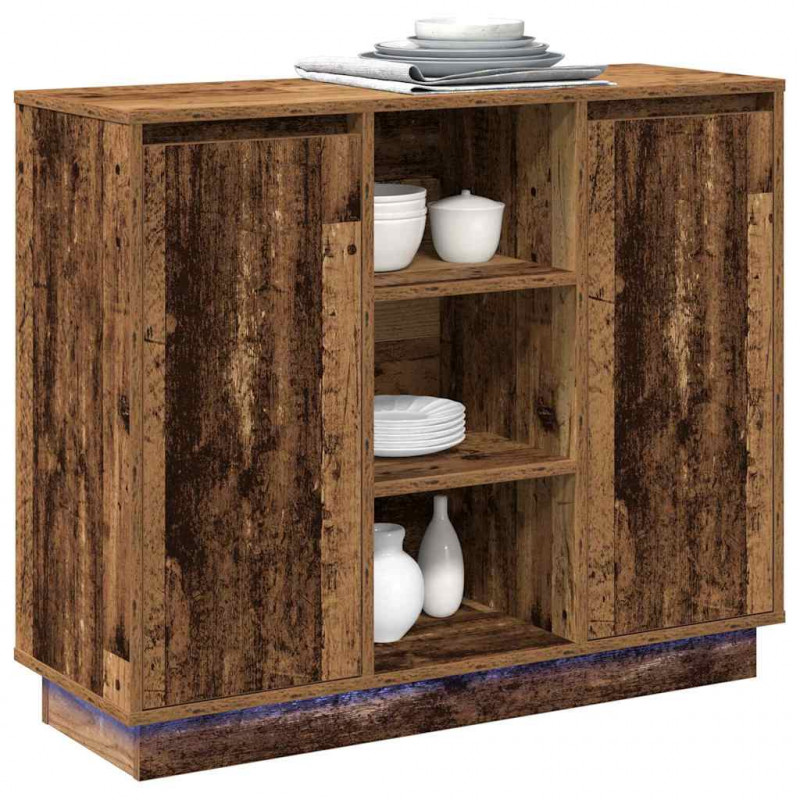 Komoda LED Stare drewno 90 x 32 x 75 cm Materiał drewnopochodny