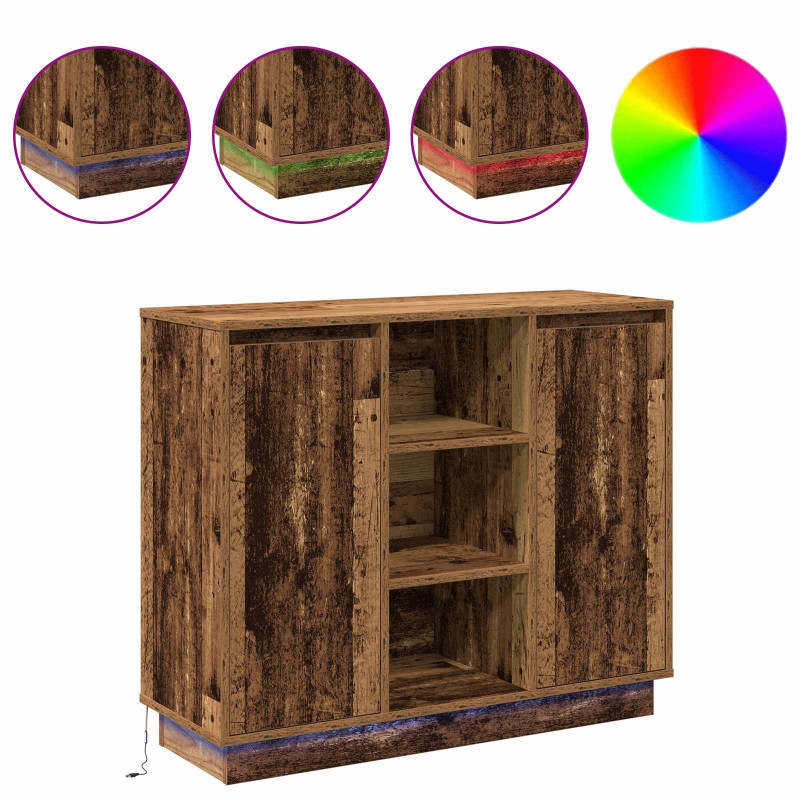 Komoda LED Stare drewno 90 x 32 x 75 cm Materiał drewnopochodny