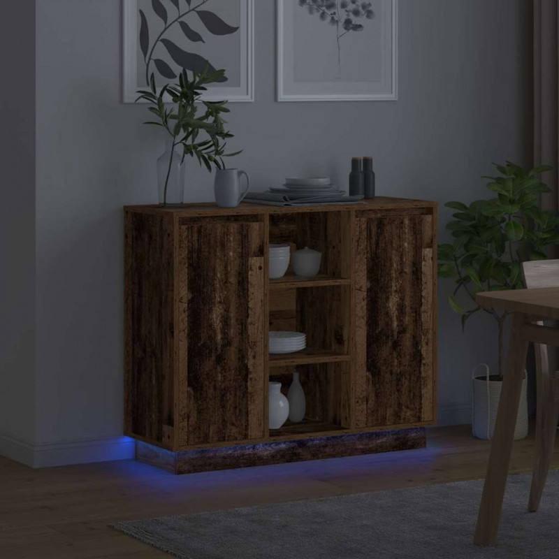 Komoda LED Stare drewno 90 x 32 x 75 cm Materiał drewnopochodny