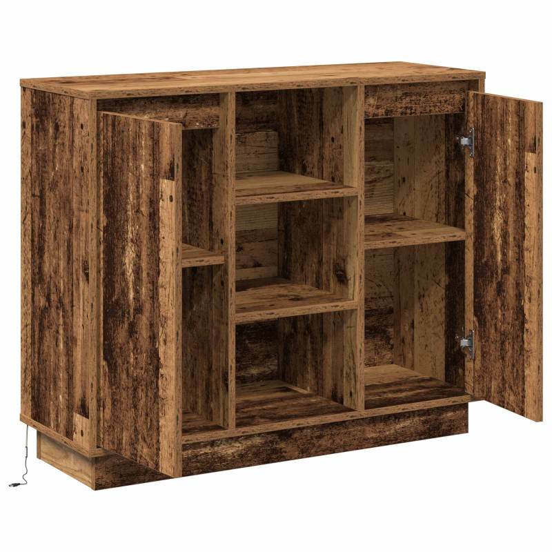 Komoda LED Stare drewno 90 x 32 x 75 cm Materiał drewnopochodny