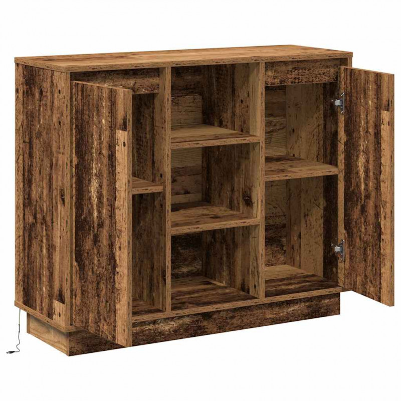 Komoda LED Stare drewno 90 x 32 x 75 cm Materiał drewnopochodny