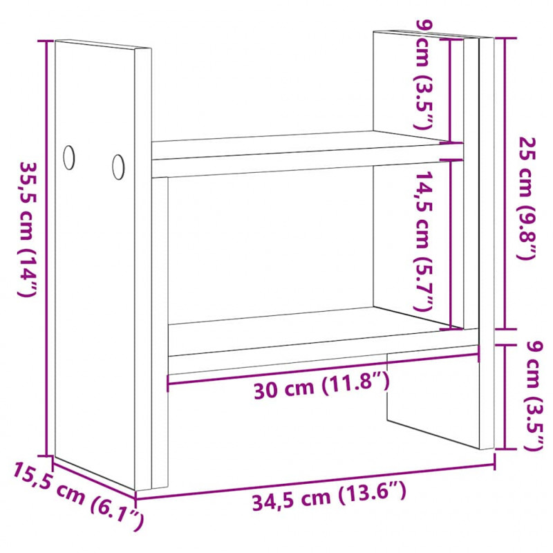 Organizator biurka Czarny Dąb 34,5 x 15,5 x 35,5 cm