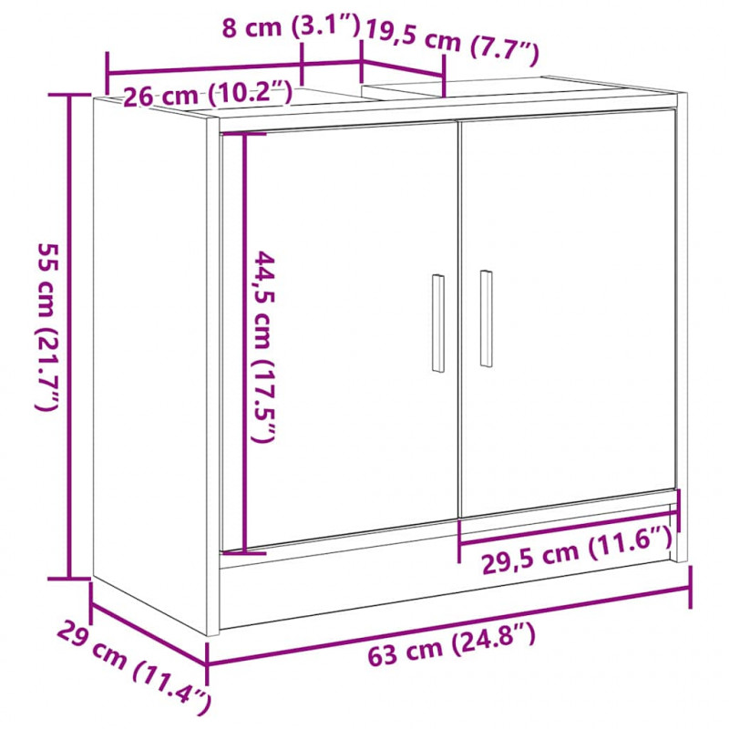Szafka Łazienkowa z drzwiami Dąb rzemieślniczy 63 x 29 x 55 cm