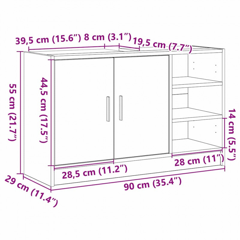 Szafka Łazienkowa z półką Dąb rzemieślniczy 90 x 29 x 55 cm
