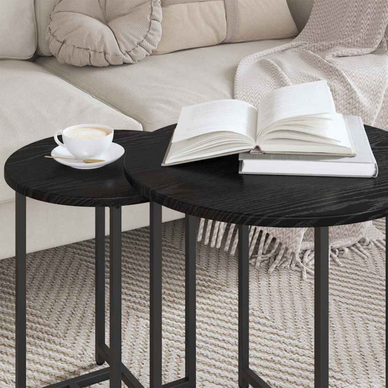 Zestaw stolików bocznych 2 pcs Czarny Dąb