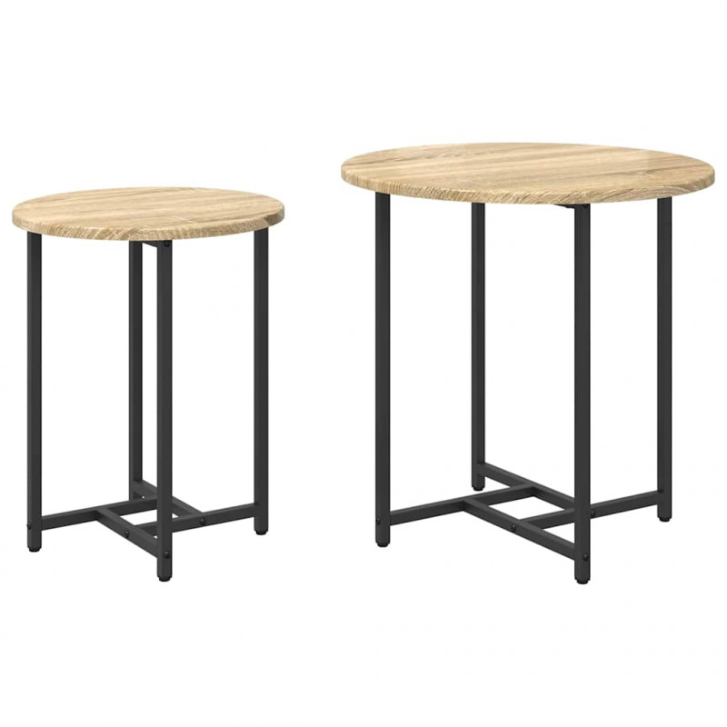 Zestaw stolików bocznych 2 pcs Dąb Sonoma i czarny