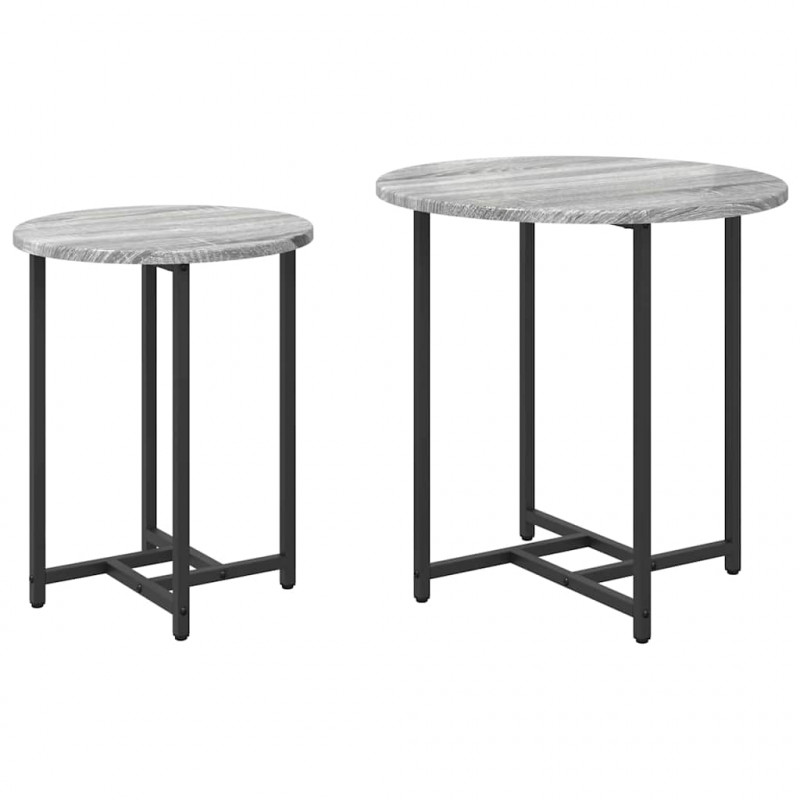Zestaw stolików bocznych 2 pcs Szary Sonoma i czarny