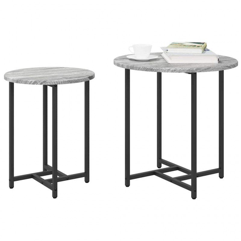 Zestaw stolików bocznych 2 pcs Szary Sonoma i czarny