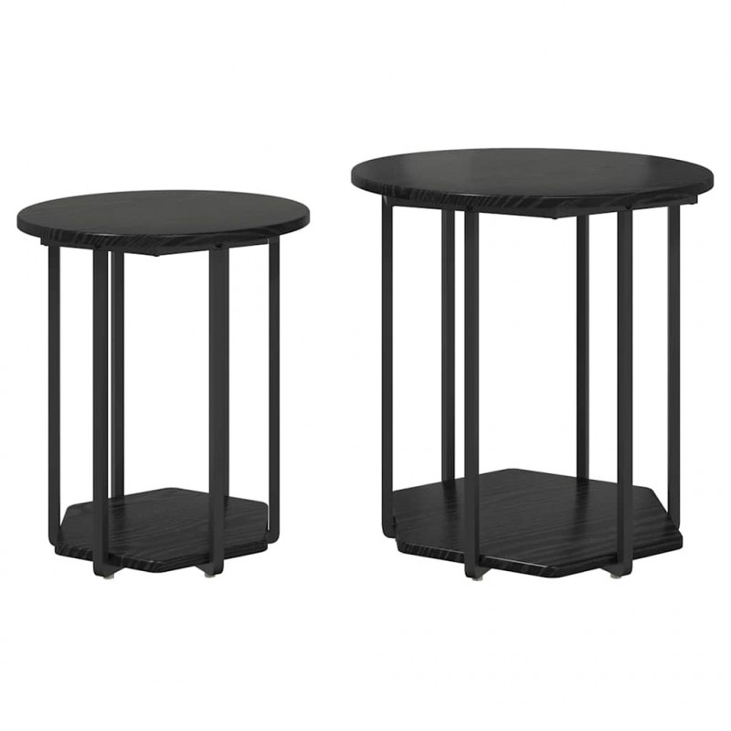 Zestaw stolików bocznych z półką 2 pcs Czarny Dąb