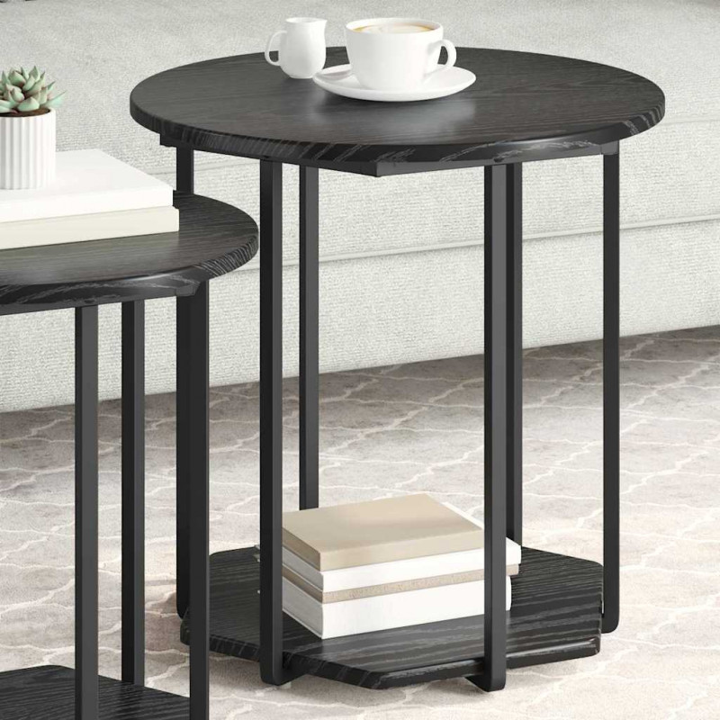 Zestaw stolików bocznych z półką 2 pcs Czarny Dąb