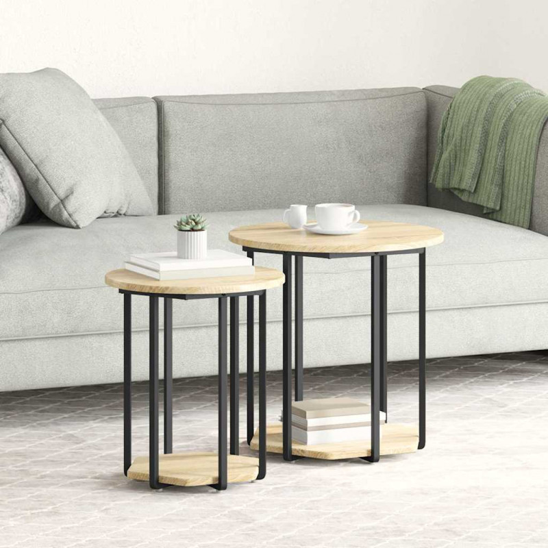 Zestaw stolików bocznych z półką 2 pcs Brązowy