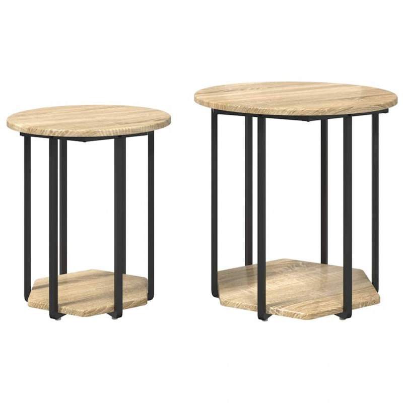 Zestaw stolików bocznych z półką 2 pcs Brązowy