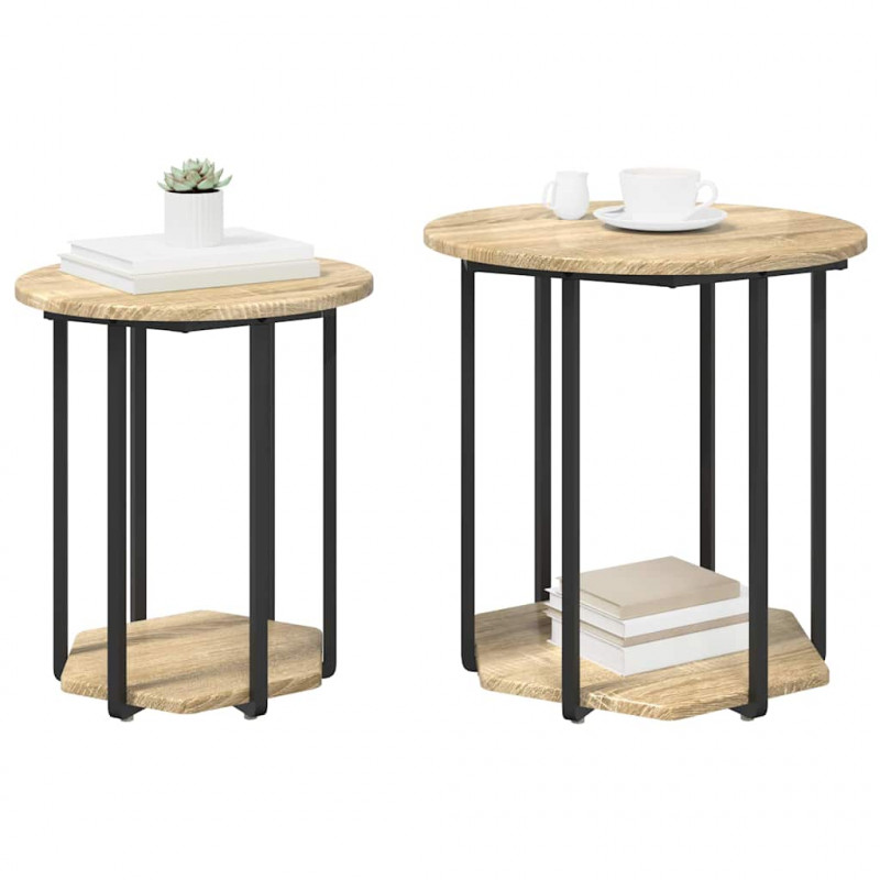 Zestaw stolików bocznych z półką 2 pcs Brązowy