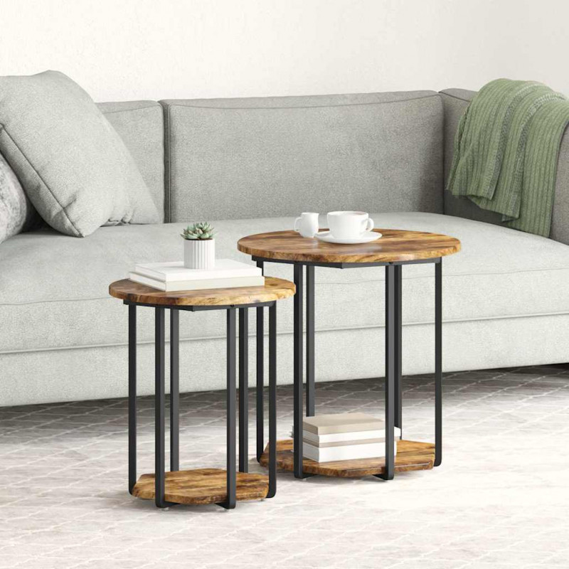 Zestaw stolików bocznych z półką 2 pcs Brązowy