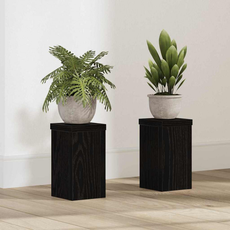 Stojak na rośliny 2 pcs Czarny Dąb 10 x 10 x 18 cm