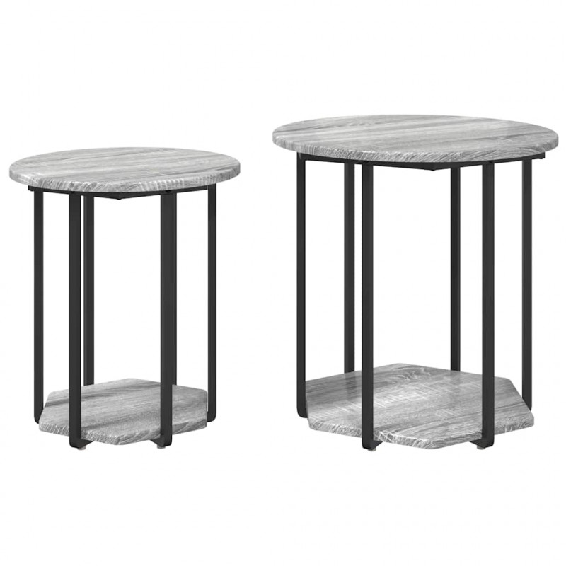 Zestaw stolików bocznych z półką 2 pcs Szary
