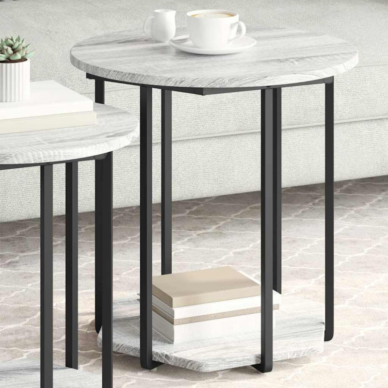 Zestaw stolików bocznych z półką 2 pcs Szary