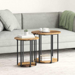 Zestaw stolików bocznych z półką 2 pcs Brązowy