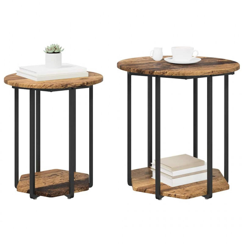 Zestaw stolików bocznych z półką 2 pcs Brązowy