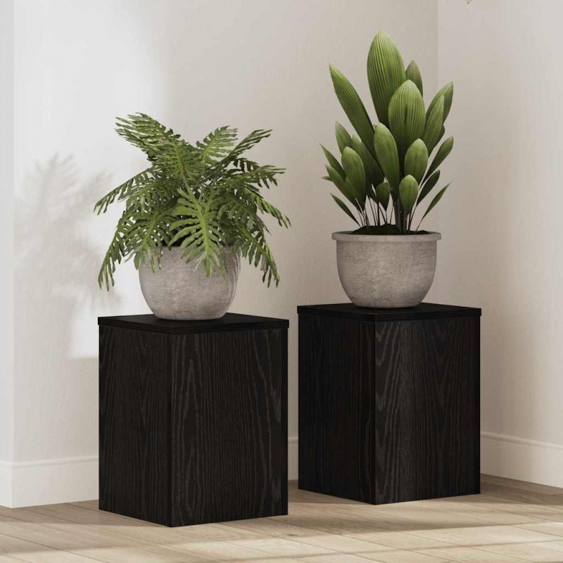 Stojak na rośliny 2 pcs Czarny Dąb 25 x 25 x 35 cm