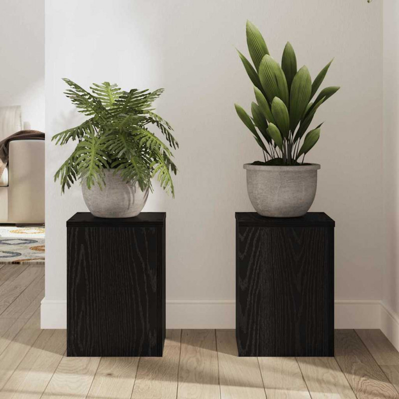 Stojak na rośliny 2 pcs Czarny Dąb 25 x 25 x 35 cm
