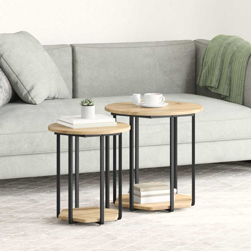 Zestaw stolików bocznych z półką 2 pcs Brązowy