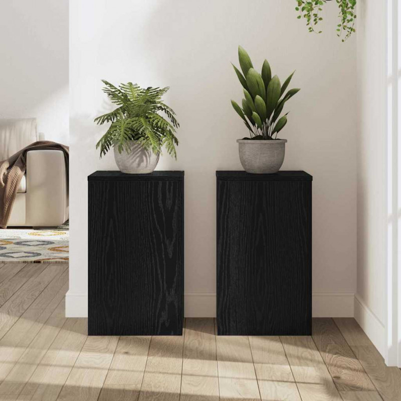 Stojak na rośliny 2 pcs Czarny Dąb 30 x 30 x 50 cm