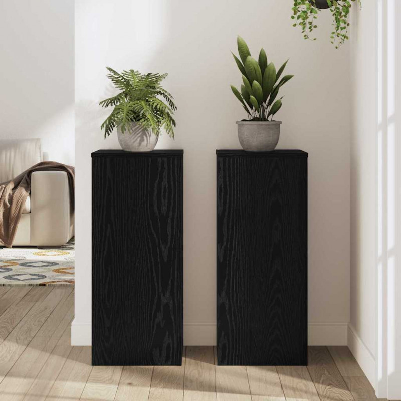Stojak na rośliny 2 pcs Czarny Dąb 30 x 30 x 70 cm