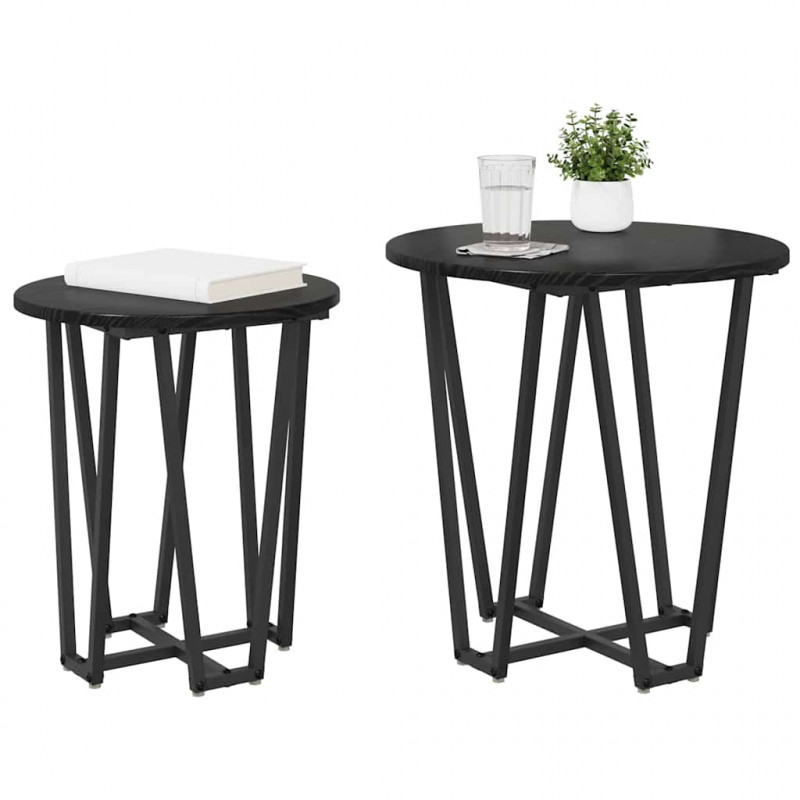 Zestaw stolików bocznych 2 pcs Czarny Dąb