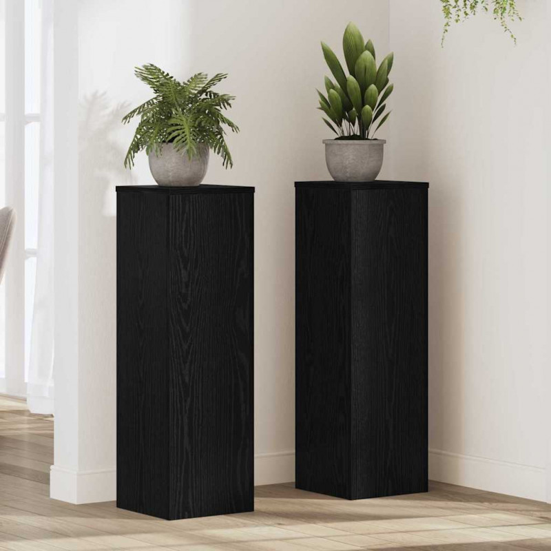 Stojak na rośliny 2 pcs Czarny Dąb 25 x 25 x 80 cm