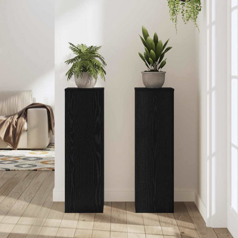 Stojak na rośliny 2 pcs Czarny Dąb 25 x 25 x 80 cm