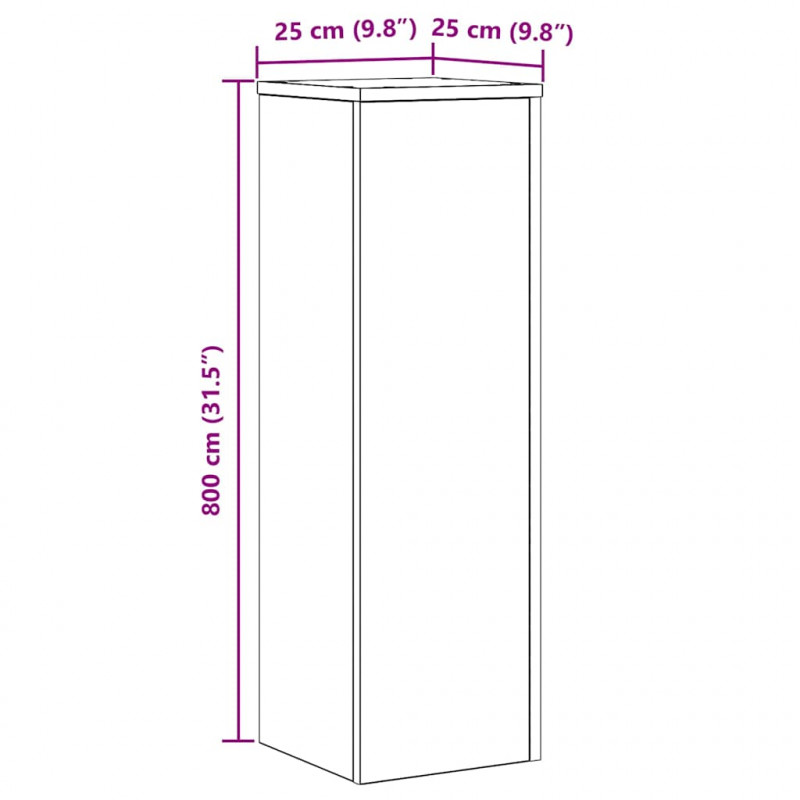 Stojak na rośliny 2 pcs Czarny Dąb 25 x 25 x 80 cm