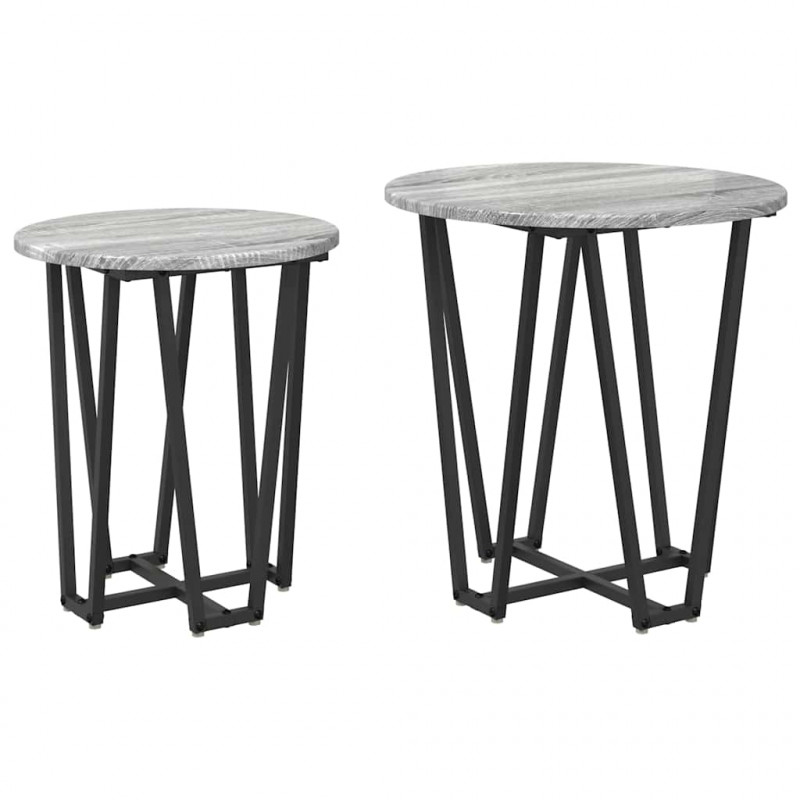 Zestaw stolików bocznych 2 pcs Szary Sonoma i czarny