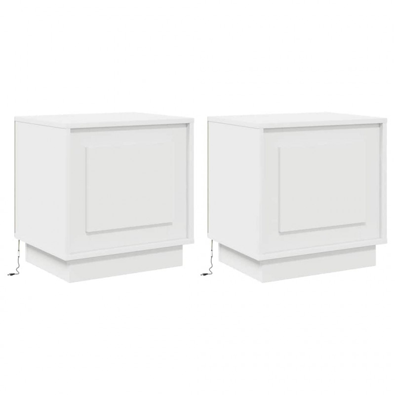Szafka Nocna Ze LED Lights 2 pcs Biały 44 x 34,5 x 45 cm