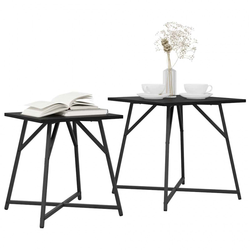 Zestaw stolików bocznych 2 pcs Czarny Dąb