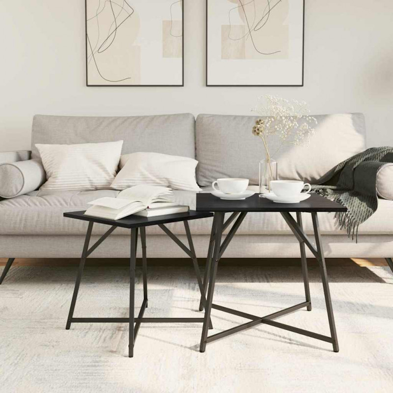 Zestaw stolików bocznych 2 pcs Czarny Dąb