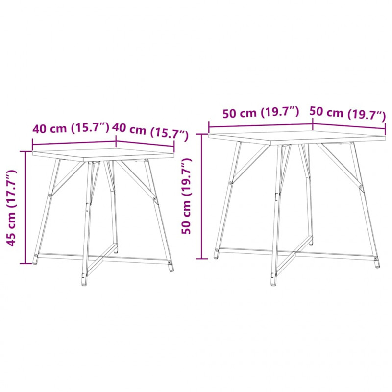 Zestaw stolików bocznych 2 pcs Czarny Dąb